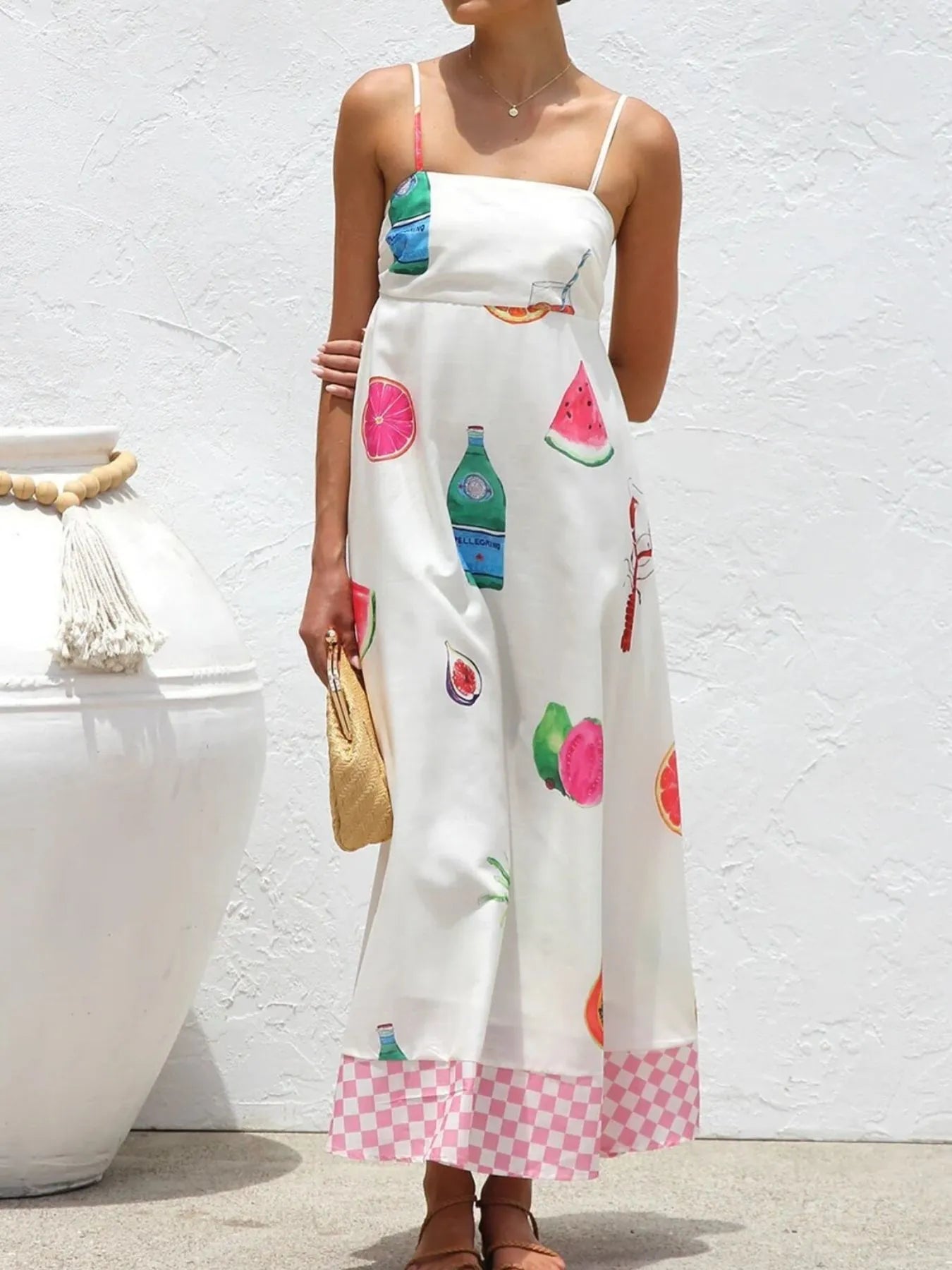 Printed Square Neck Maxi Cami Dress - Velora Luxury Fashion