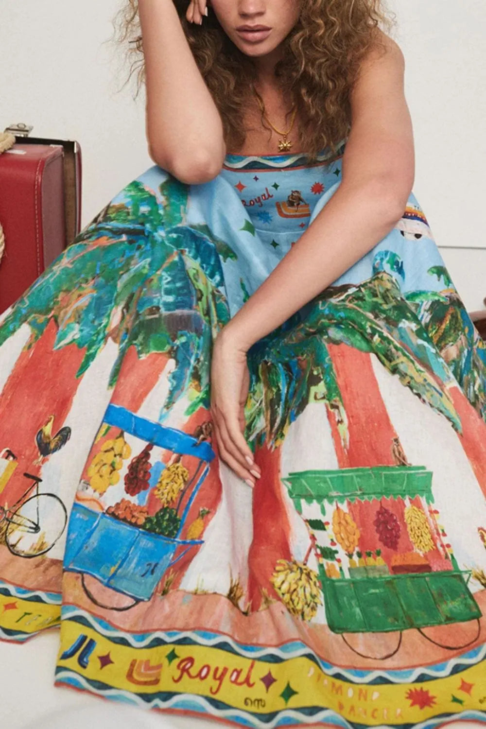 Printed Square Neck Maxi Cami Dress with Pockets - Velora Luxury Fashion