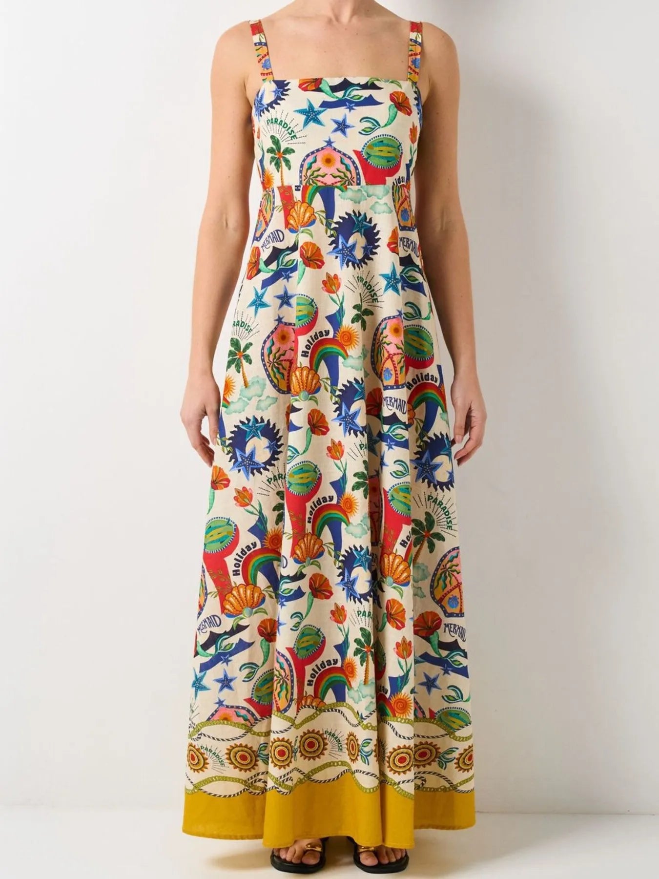 Printed Square Neck Maxi Dress - Velora Luxury Fashion