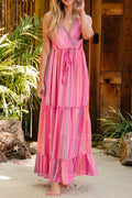 Printed Surplice Maxi Cami Dress - Velora Luxury Fashion