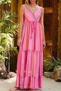 Printed Surplice Maxi Cami Dress - Velora Luxury Fashion