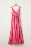 Printed Surplice Maxi Cami Dress - Velora Luxury Fashion