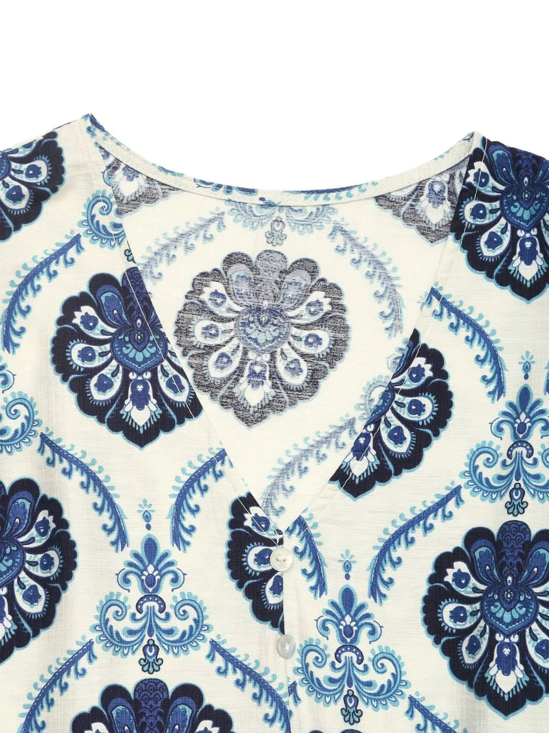 Printed V-Neck Cap Sleeve Dress - Velora Luxury Fashion