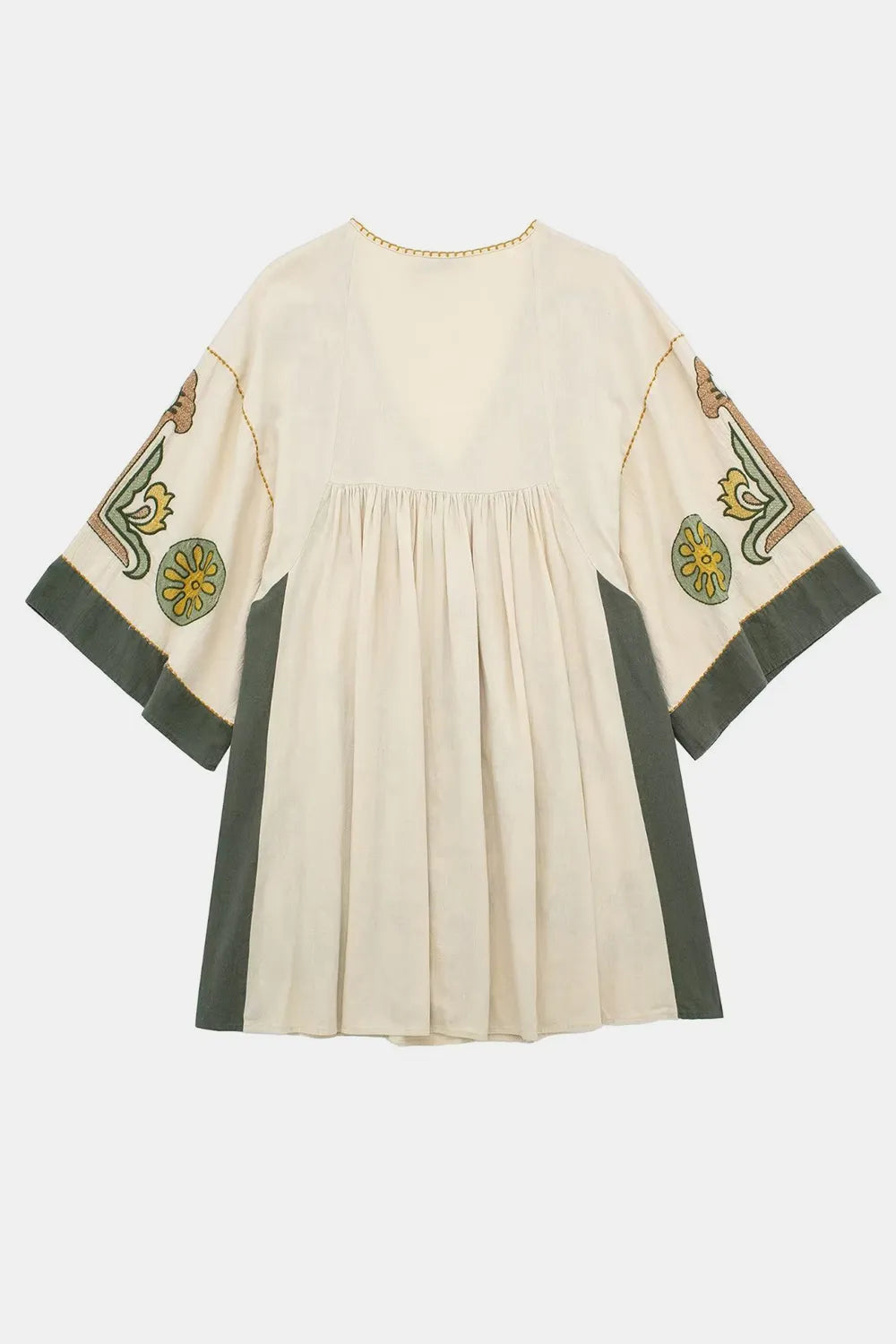 Printed V-Neck Three-Quarter Sleeve Mini Dress - Velora Luxury Fashion