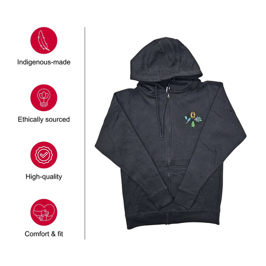 Protection Path Emboidered Zip-Up Hoodie - Velora