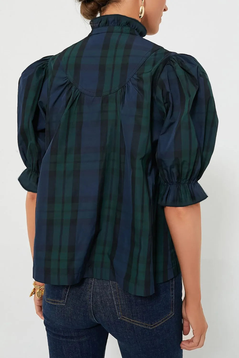 Puff Sleeve Frilled Trim Elegant Blouse - Velora Luxury Fashion