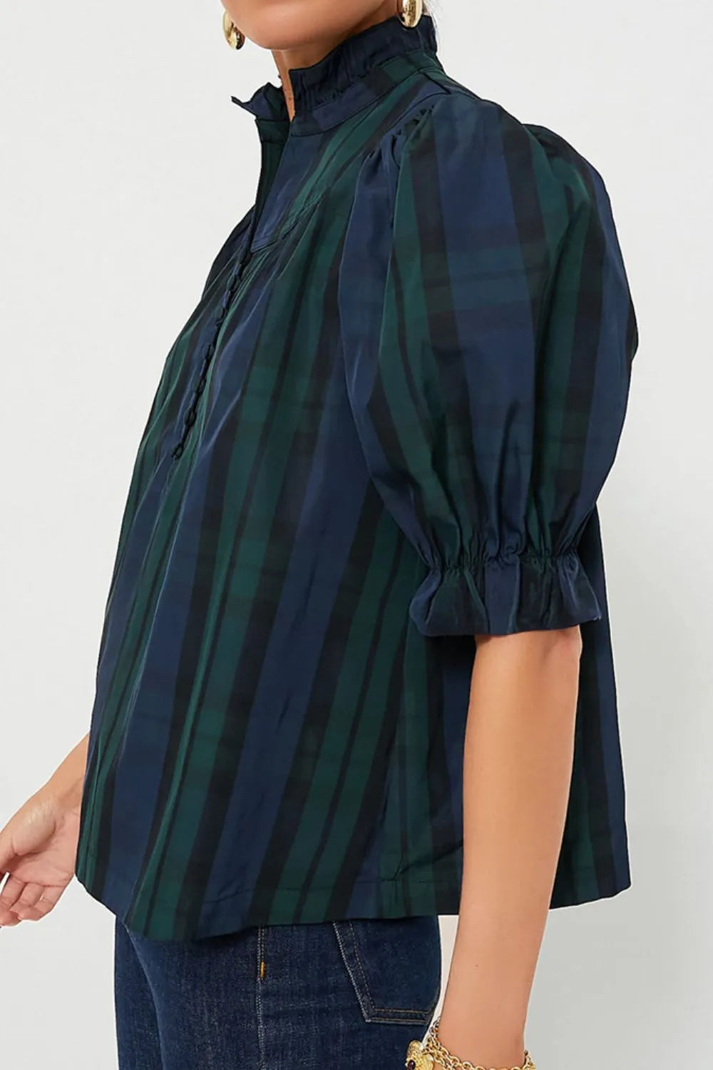 Puff Sleeve Frilled Trim Elegant Blouse - Velora Luxury Fashion