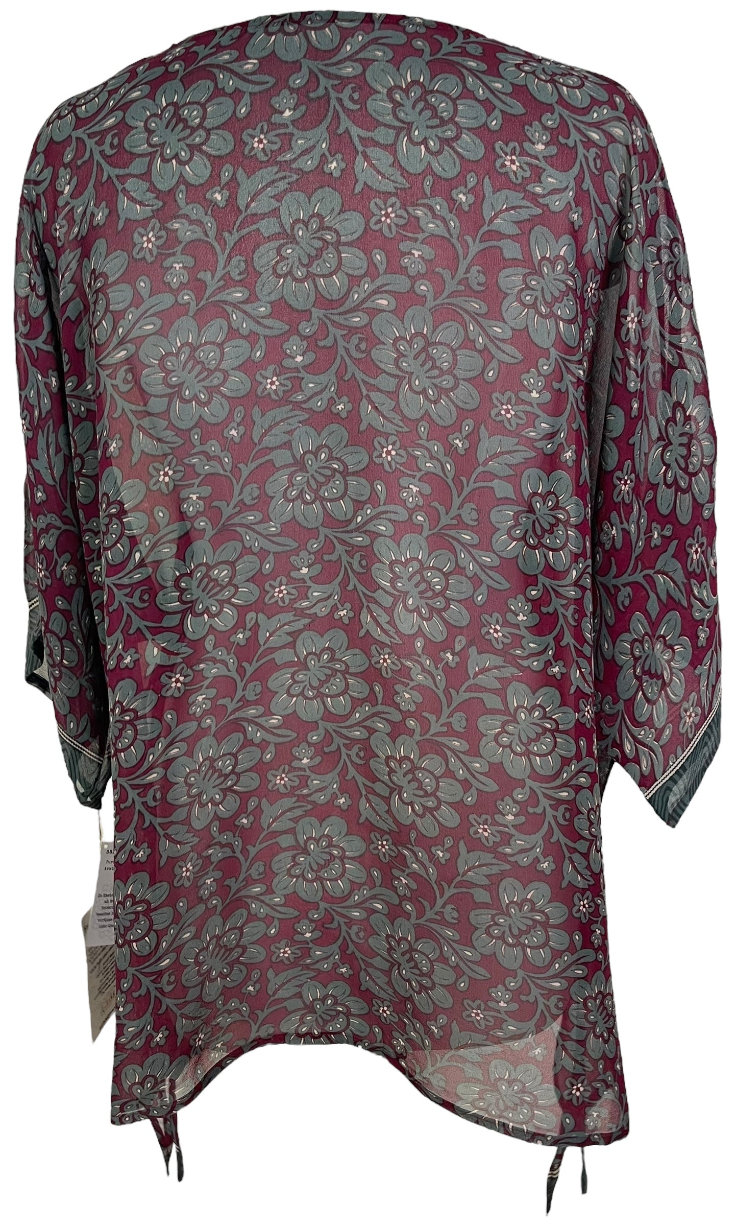 PRG7183 Sheer Avatar Pure Silk Long Tunic with Side Ties - Velora