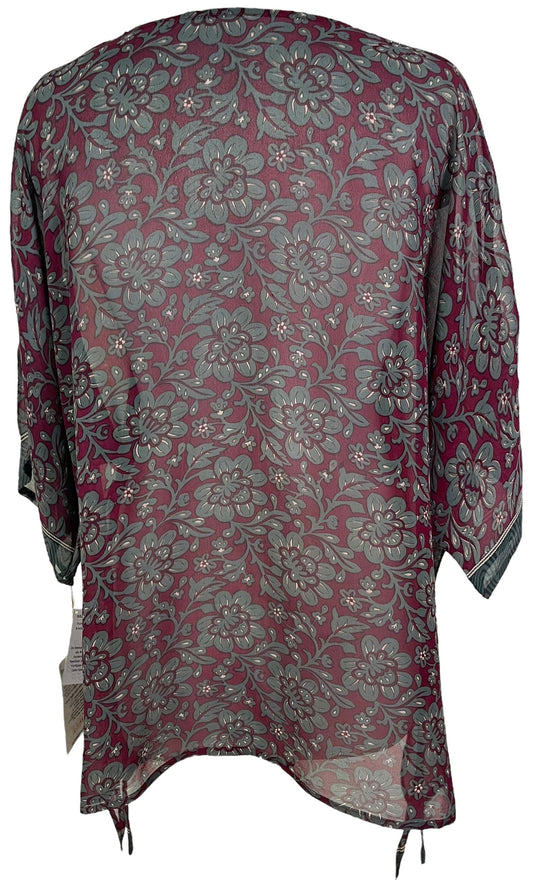 PRG7183 Sheer Avatar Pure Silk Long Tunic with Side Ties - Velora
