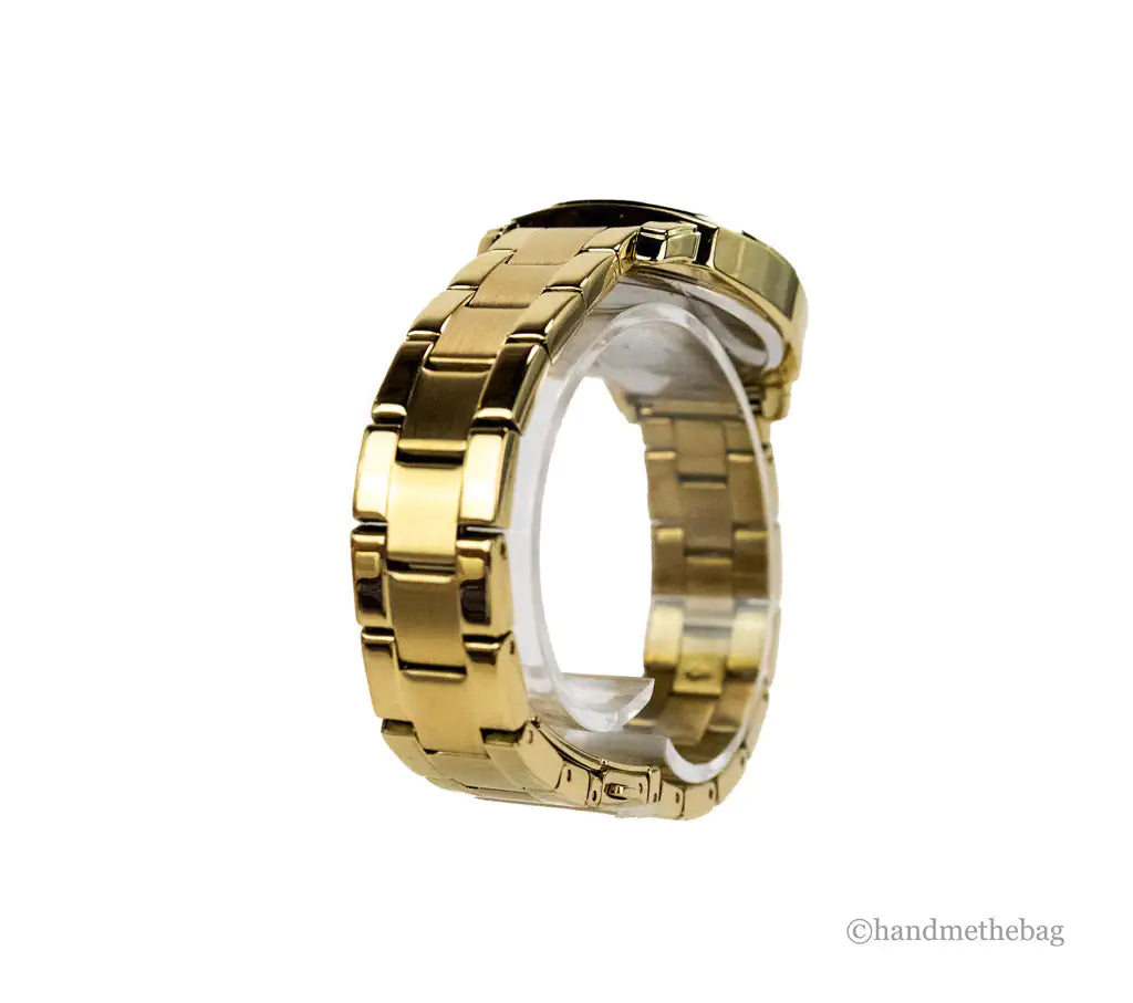 Coach Boyfriend Crystal Bezel Yellow Gold Toned Wrist Watch