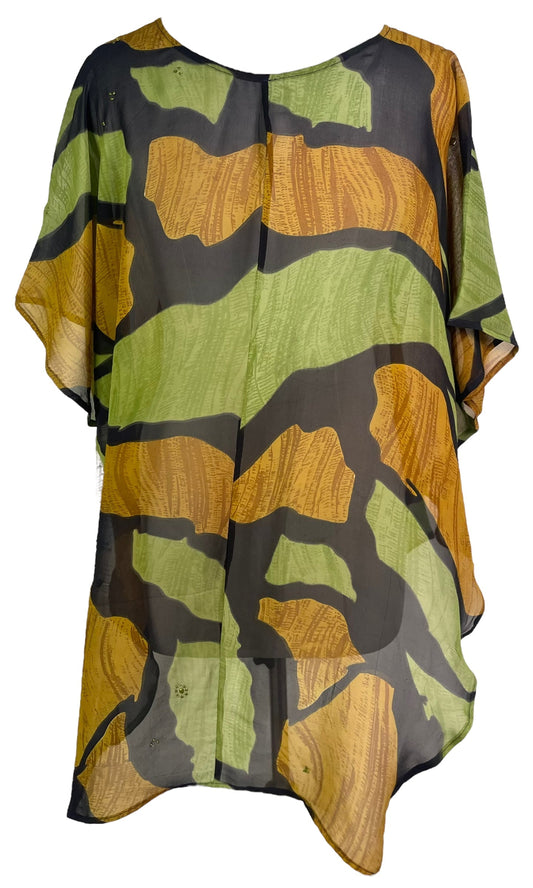 PRG6308 Sheer Avatar Pure Silk Waterfall Top - Velora