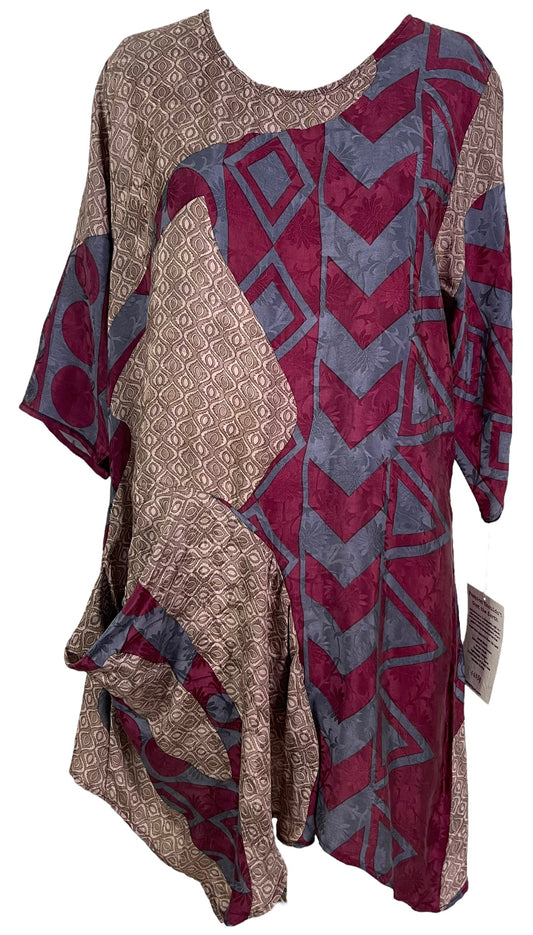 PRC6059 Avatar Pure Silk Self Pocket Tunic Dress - Velora