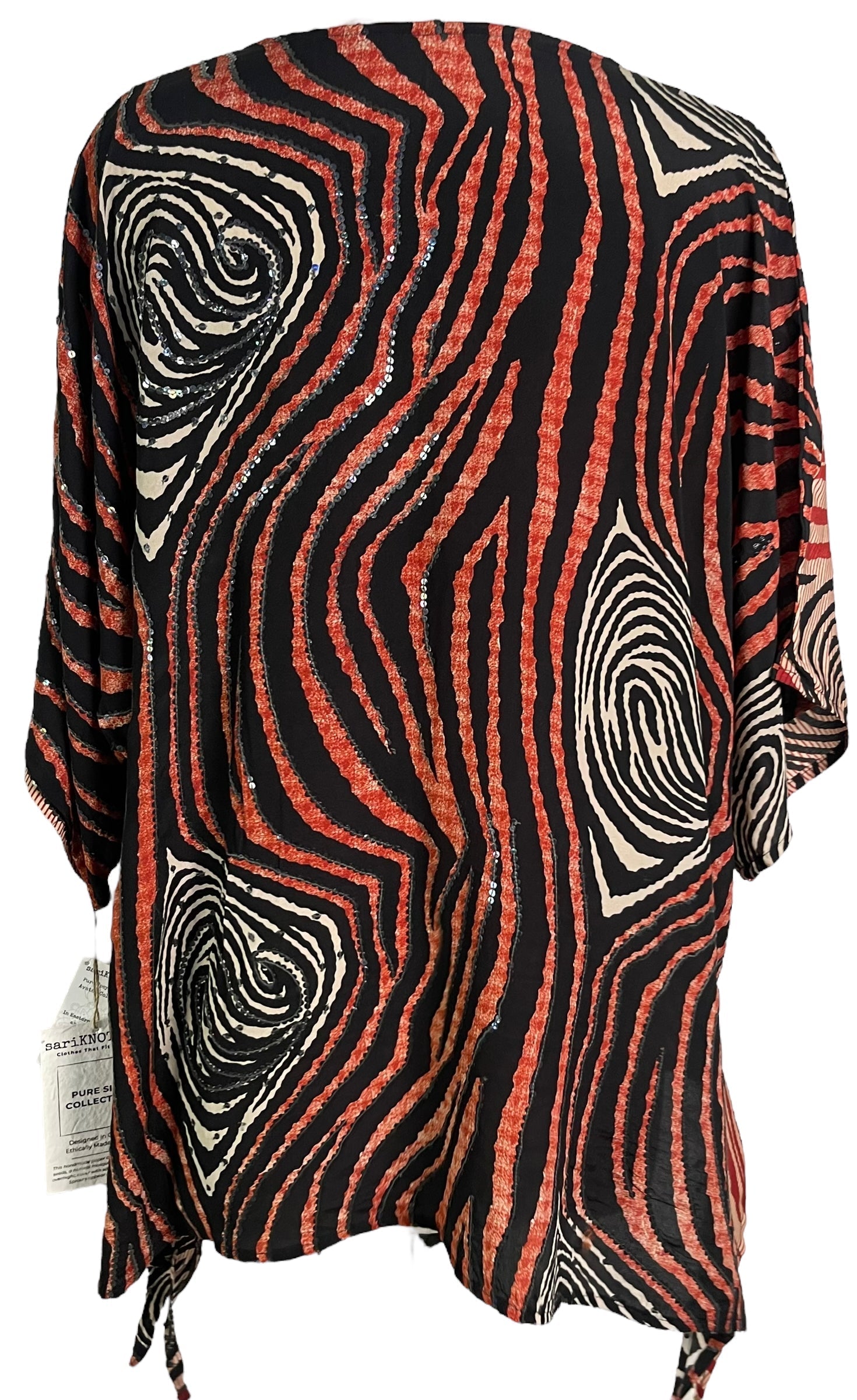 PRC6467 Avatar Pure Silk Long Tunic with Side Ties - Velora