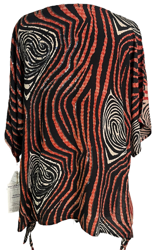 PRC6467 Avatar Pure Silk Long Tunic with Side Ties - Velora