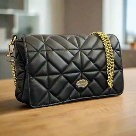 Quilted Soft Leather Crossbody Bag with Chain Strap Boutique of Leathers/Open Road