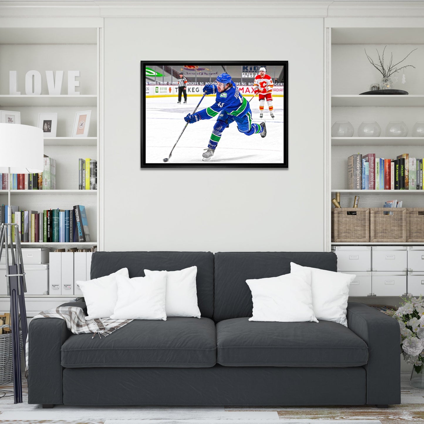 Quinn Hughes Vancouver Canucks Framed 20x29 Shooting Canvas - Velora Luxury Fashion