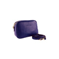 RB1008Y | Tracollina Donna Doppia Lampo in Vera Pelle Made in Italy. Tracolla removibile. Attacchi con moschettoni in metallo Oro Lucido - Colore Viola - Dimensioni: cm 20 x 15 x 9 - Velora Luxury Fashion