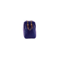 RB1008Y | Tracollina Donna Doppia Lampo in Vera Pelle Made in Italy. Tracolla removibile. Attacchi con moschettoni in metallo Oro Lucido - Colore Viola - Dimensioni: cm 20 x 15 x 9 - Velora Luxury Fashion