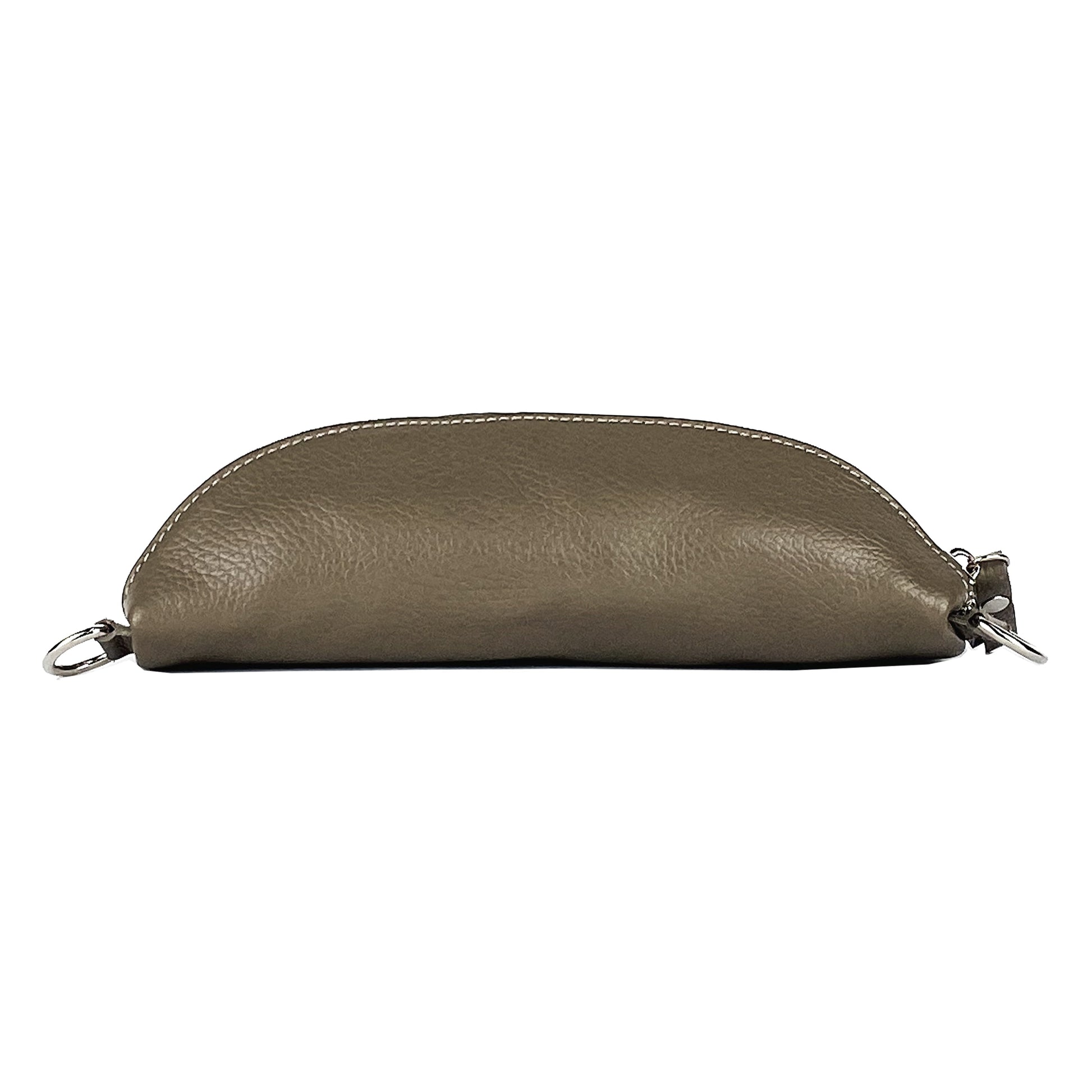 RB1015AQ | Marsupio con tracolla removibile in Vera Pelle Made in Italy. Attacchi con moschettoni in metallo Nickel Lucido - Colore Taupe - Dimensioni: 24 x 14 x 7 - Velora Luxury Fashion