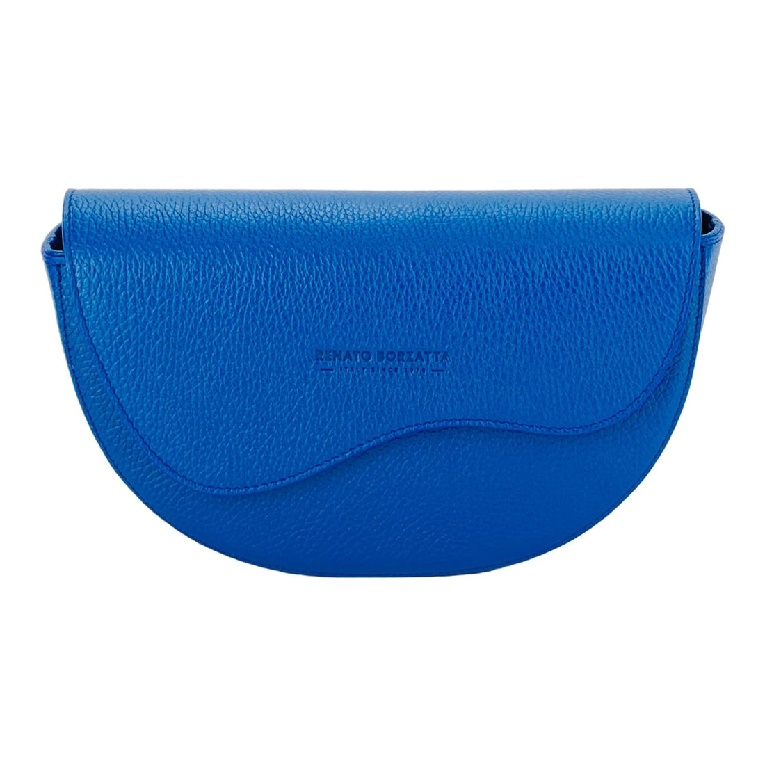 RB1027CH  | Borsa Donna a Bandoliera stondata in Vera Pelle Made in Italy. Tracolla removibile e regolabile in pelle. Accessori Nickel Lucido - Colore Blu Royal - Dimensioni: cm 25 x 15 x 9 - Velora Luxury Fashion
