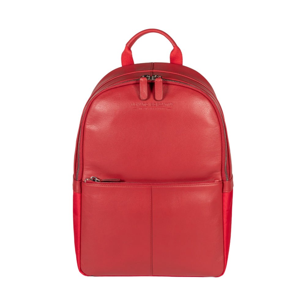 RB2001V | Zaino Porta Netbook/Tablet in Nylon/Vera Pelle, con leggera grana. Chiusura con lampo e spallacci regolabili - Colore Rosso - Dimensioni: cm 27 x 38 x 14. Confezione: Sacchetto Tessuto non Tessuto - Velora Luxury Fashion