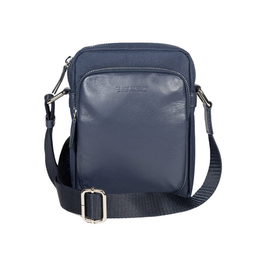 RB2002D | Borsa a Tracolla in Nylon/Vera Pelle, con leggera grana. Chiusura con lampo e tracolla regolabile - Colore Blu - Dimensioni: cm 15,5 x 21 x 7. Confezione: Sacchetto in Tessuto non Tessuto - Velora Luxury Fashion