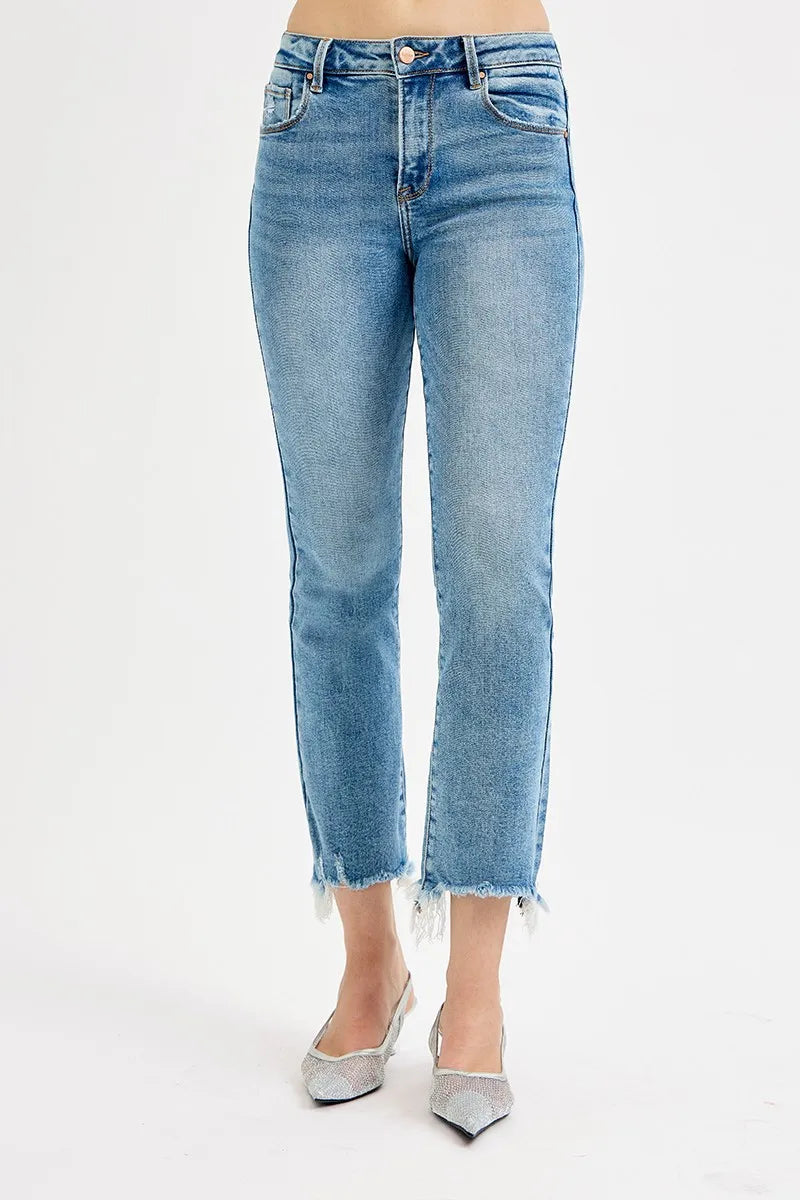 RISEN Full Size High Rise Crop Straight Slim Jeans Plus Size - Velora Luxury Fashion