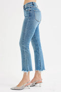 RISEN Full Size High Rise Crop Straight Slim Jeans Plus Size - Velora Luxury Fashion