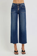 RISEN Full Size High Rise Crop Wide Button Up Jeans Plus Size - Velora Luxury Fashion