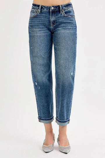 RISEN Full Size Low Rise Crop Boyfriend Jeans Plus Size - Velora Luxury Fashion