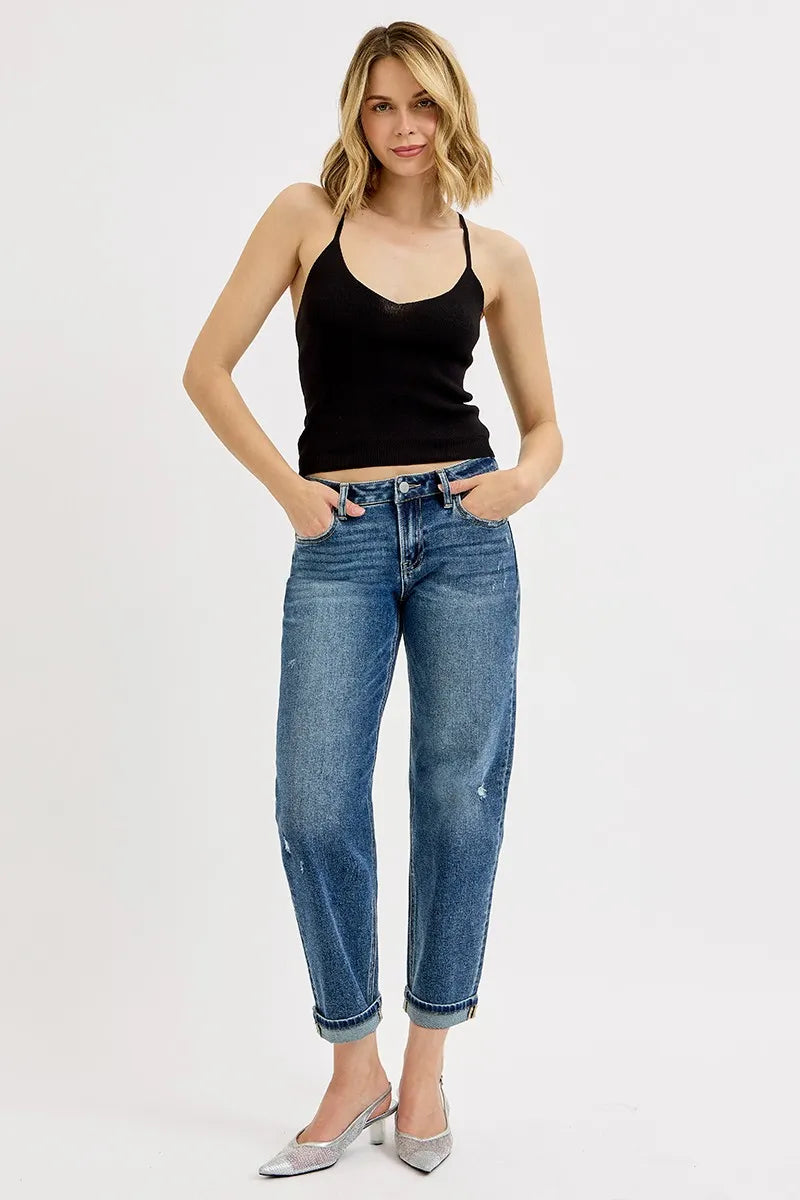 RISEN Full Size Low Rise Crop Boyfriend Jeans Plus Size - Velora Luxury Fashion