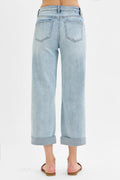RISEN Full Size Mid Rise Fit Boyfriend Jeans with Cuff Plus Size - Velora Luxury Fashion