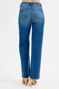 RISEN Full Size Mid Waist Fit Boyfriend Knee Distressed Jeans Plus Size - Velora Luxury Fashion