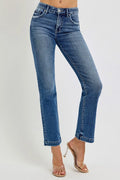 RISEN Full Size Tummy Control Elastic Band Mid Rise Straight Jeans Plus Size - Velora Luxury Fashion