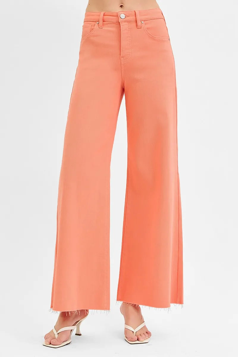 RISEN Full Size Tummy Control High Rise Wide Leg Palazzo Jeans Plus Size - Velora Luxury Fashion
