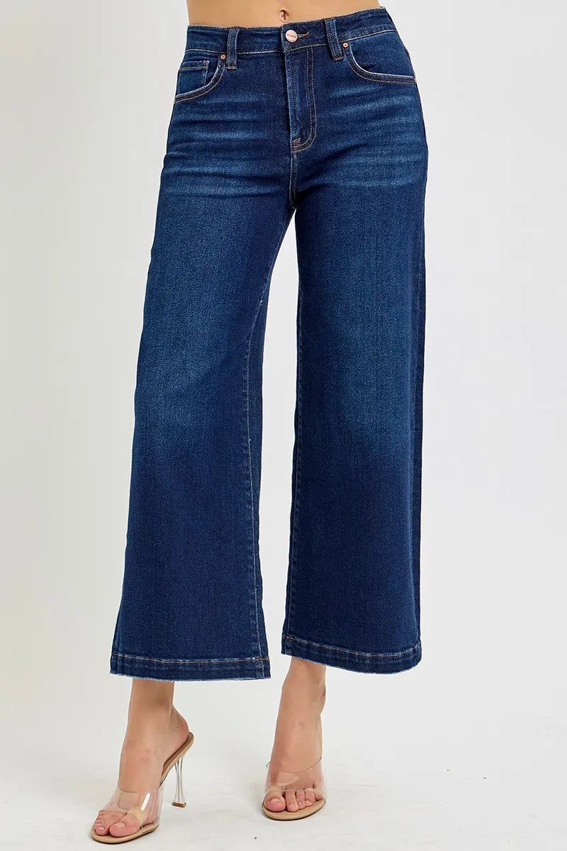 RISEN High Rise Crop Wide Jeans - Velora Luxury Fashion