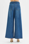 RISEN Mid Rise Fit Wide Leg Knit Denim Look Jeans - Velora Luxury Fashion