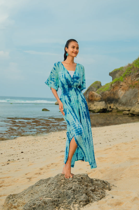 Bone Tie Dye Maxi Dress - Blue