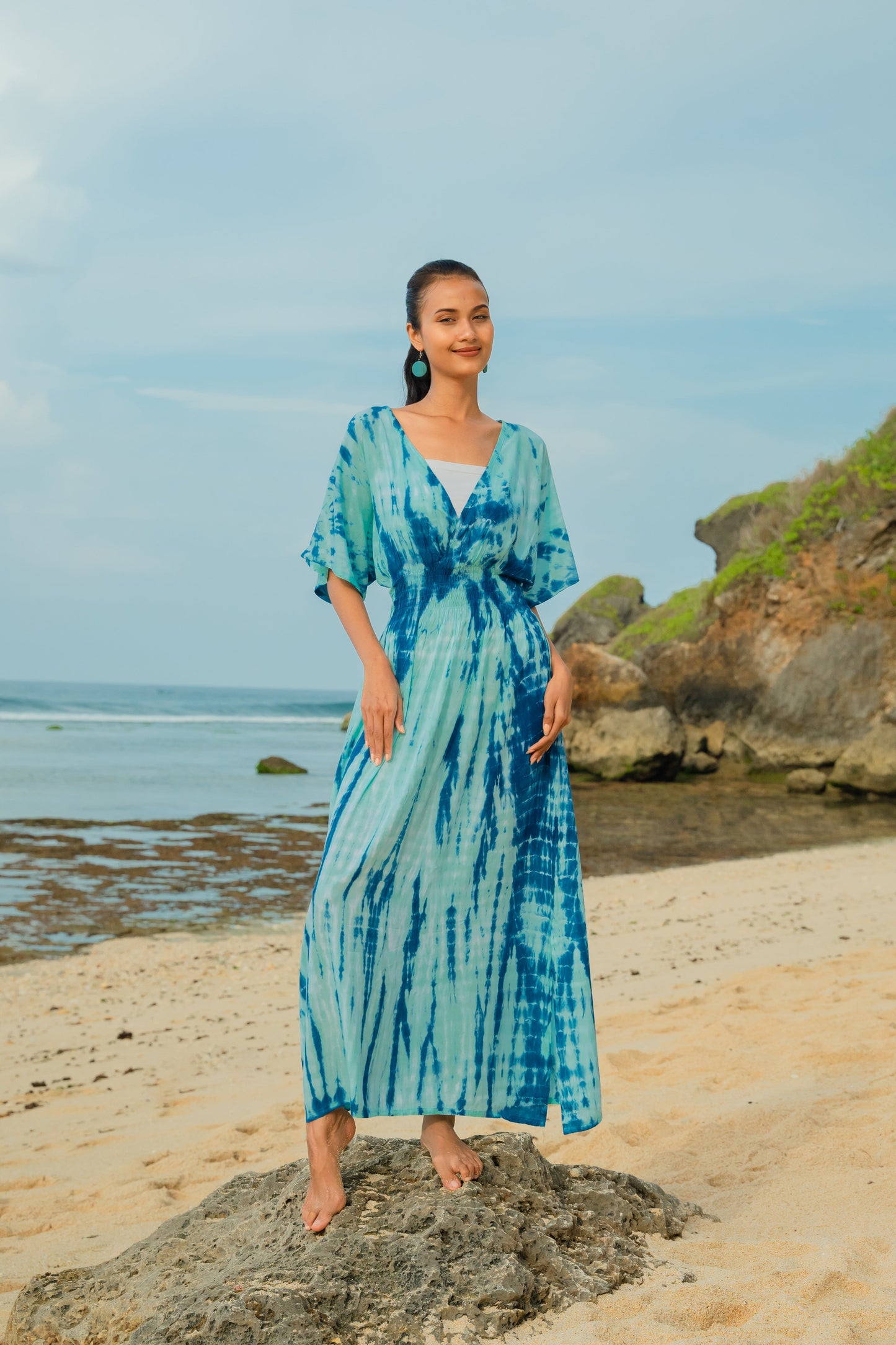 Bone Tie Dye Maxi Dress - Blue