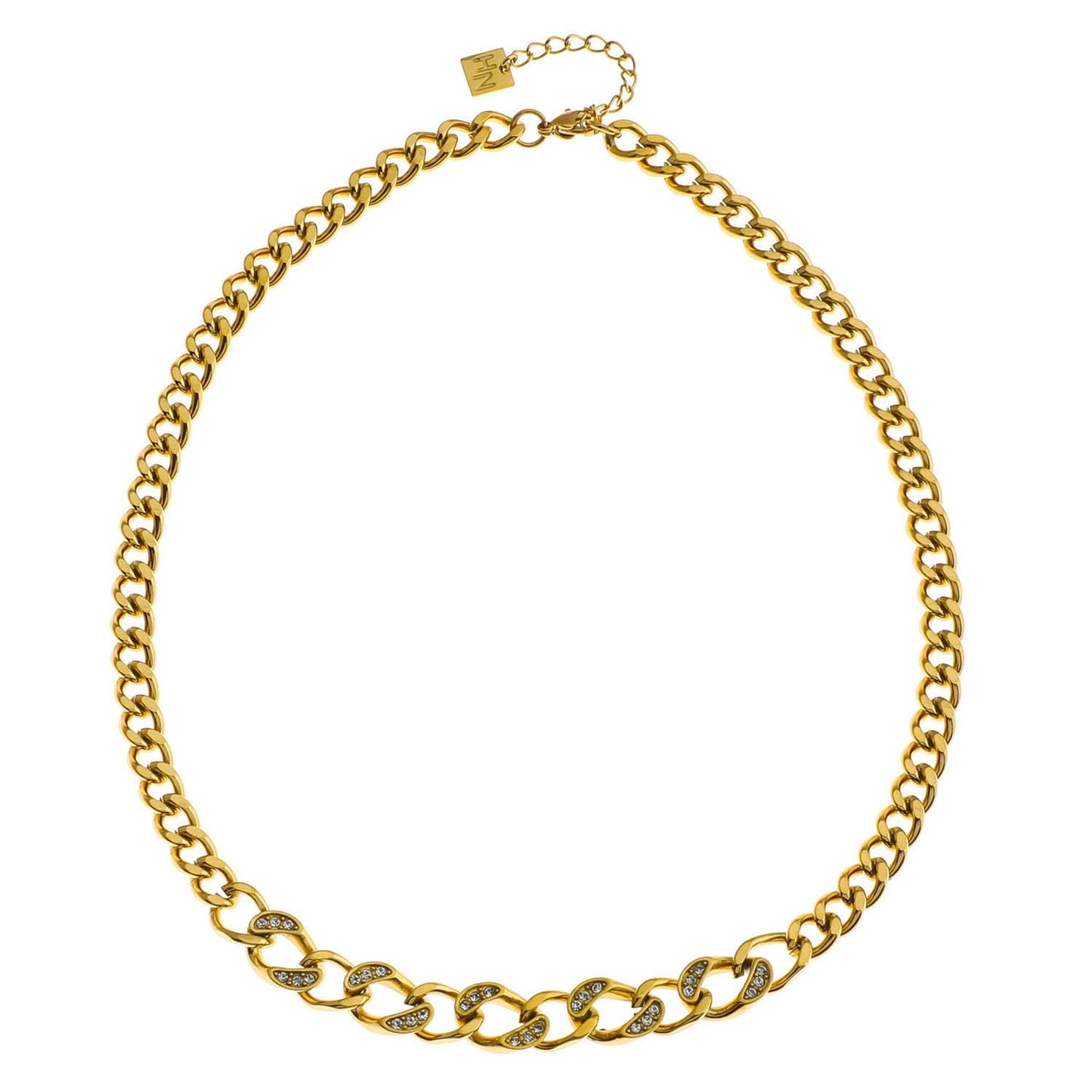 ROUEN Zirconia Embedded Cuban Chain Statement Necklace - Velora Luxury Fashion