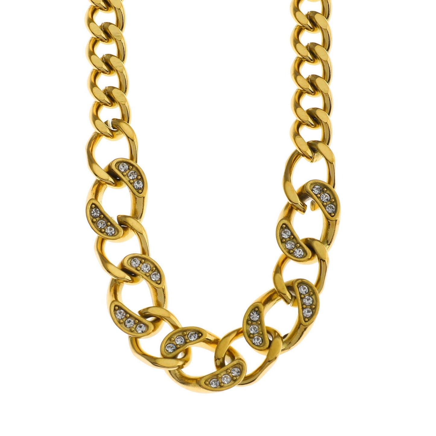 ROUEN Zirconia Embedded Cuban Chain Statement Necklace - Velora Luxury Fashion