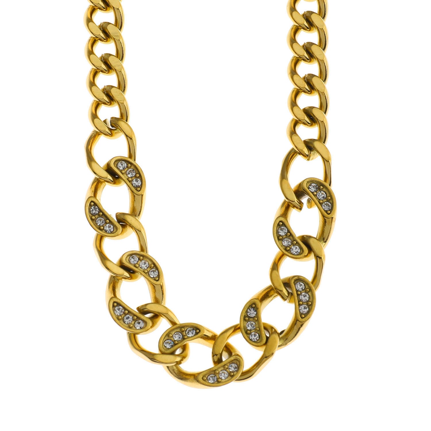 ROUEN Zirconia Embedded Cuban Chain Statement Necklace - Velora Luxury Fashion