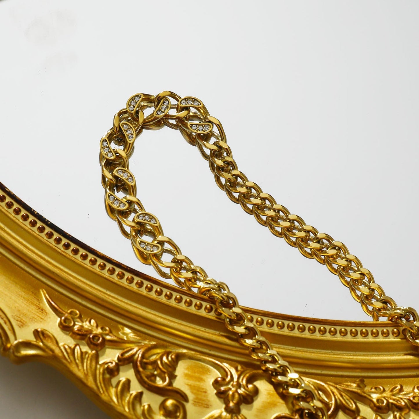 ROUEN Zirconia Embedded Cuban Chain Statement Necklace - Velora Luxury Fashion