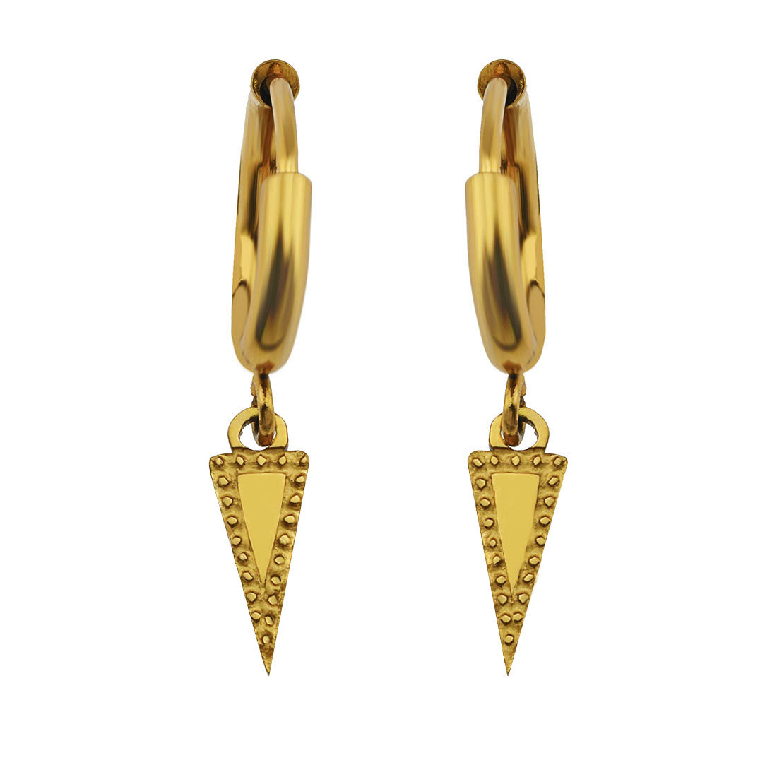 RYLEE Gold: Vintage Inspired Hoop Earrings with a Triangle Charm - Velora Luxury Fashion