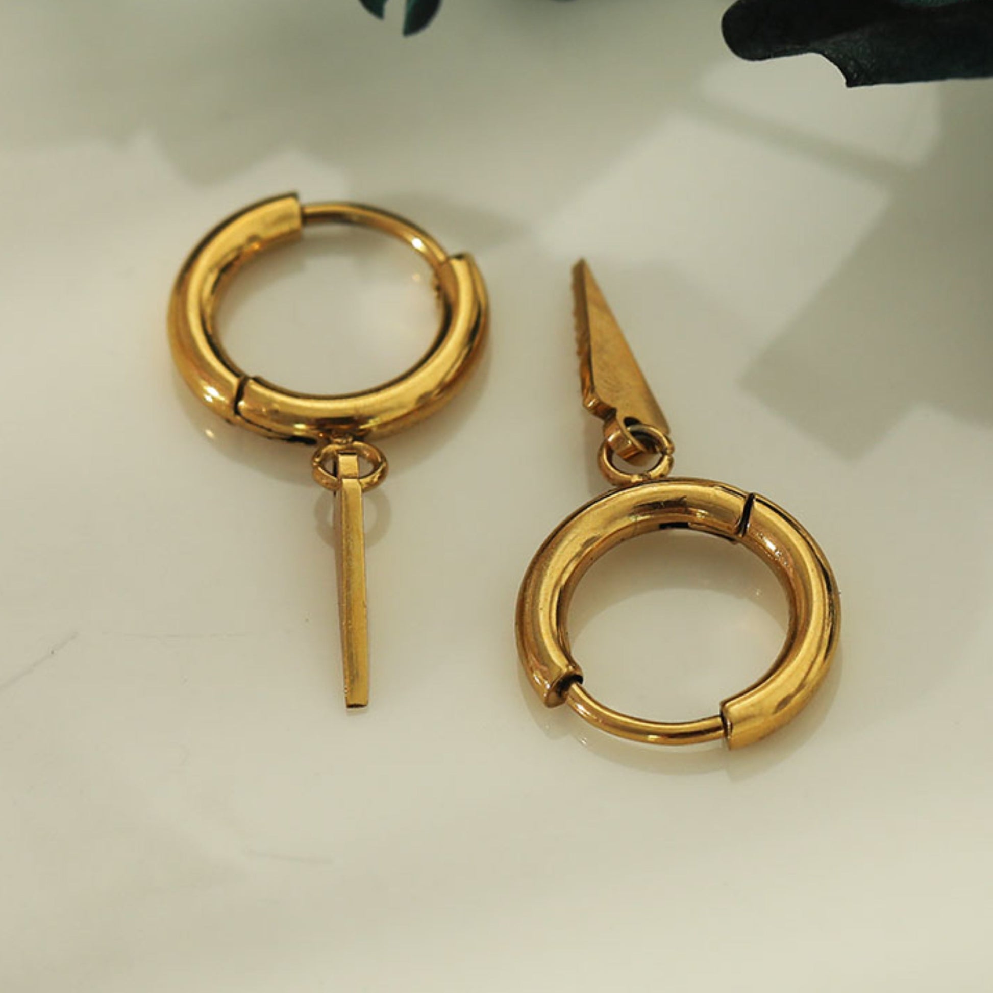 RYLEE Gold: Vintage Inspired Hoop Earrings with a Triangle Charm - Velora Luxury Fashion