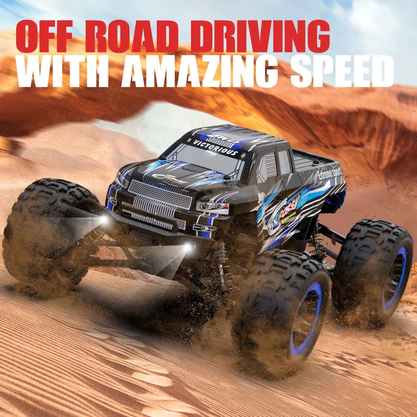 Racent Crossy 1/16 Scale 4x4 RC Monster Truck - 30mph Fast, High Speed, Off Road - Velora Luxury Fashion