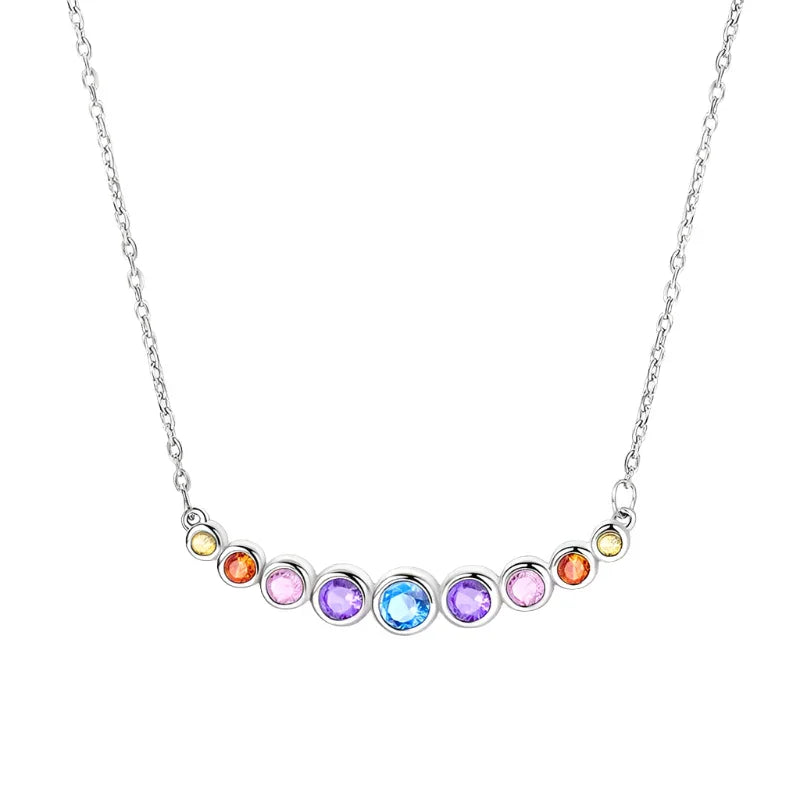 Rainbow Sparkle Sterling Silver Pendant Necklace - Velora Luxury Fashion