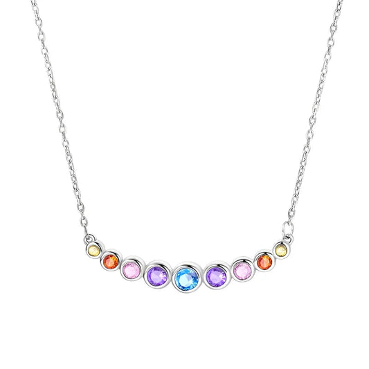 Rainbow Sparkle Sterling Silver Pendant Necklace - Velora Luxury Fashion