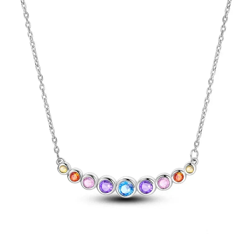 Rainbow Sparkle Sterling Silver Pendant Necklace - Velora Luxury Fashion