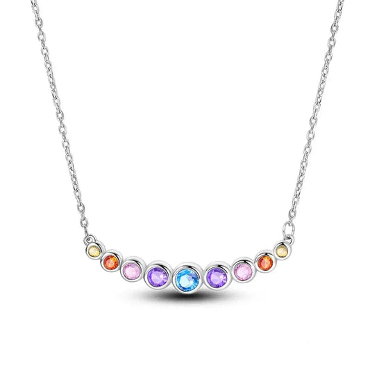 Rainbow Sparkle Sterling Silver Pendant Necklace - Velora Luxury Fashion